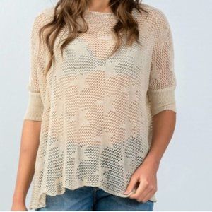 NWT Boho Crochet Natural Star Tunic Top Medium